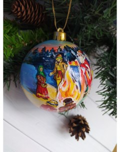 Елочный шар с ручной росписью Котик 2023110050 разноцветный 1 шт Art-works-dv