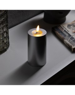 Светодиодная свеча серебристая 7 15 7 см пластик батарейки аах2 не в комплекте свечение теплое белое Luazon lighting