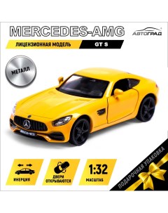 Машина металлическая mercedes amg gt s 1 32 открываются двери инерция цвет желтый Автоград