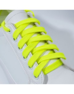 Шнурки для обуви пара плоские 10 мм 120 см цвет желтый неоновый Onlitop