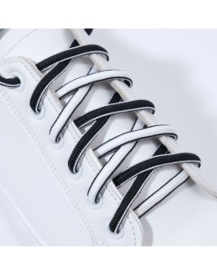 Шнурки для обуви пара круглые d 5 мм 110 см цвет черный белый Onlitop