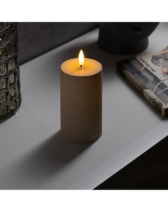 Светодиодная свеча бежевая 7 15 7 см пластик батарейки аах2 не в комплекте свечение теплое белое Luazon lighting