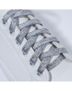 Шнурки для обуви пара плоские 8 мм 110 см цвет серебристый Onlitop