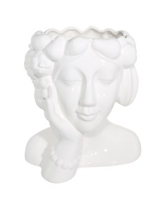 Ваза для фруктов 27х29 см декоративная керамика белая Девушка с фруктами Face Kuchenland