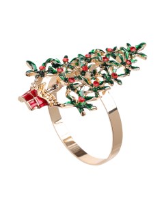 Кольцо для салфеток 6 см металл золотисто зеленое Новогодняя елка Christmas classic Kuchenland