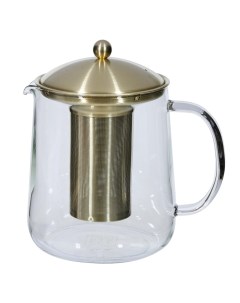 Чайник заварочный 1 л стекло сталь золотистый Macchiato Kuchenland