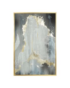 Картина в раме 80х120 см холст фольга золотисто серая Абстракция Abstract Kuchenland