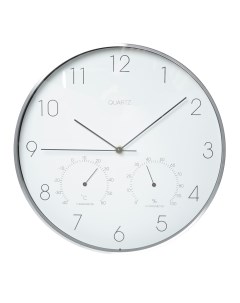 Часы настенные 31 см с термометром и гигрометром круглые белые Kuchenland