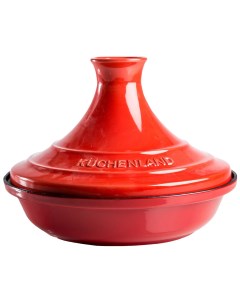 Тажин Bright с керамической крышкой чугунный красный 28 см 2 25л Kuchenland