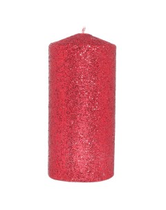 Свеча 12 см цилиндрическая с блестками красная Sparkly candle Kuchenland