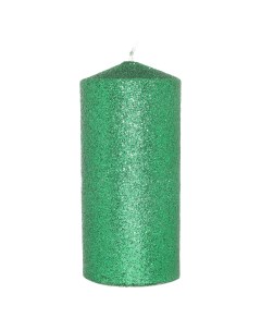 Свеча 12 см цилиндрическая с блестками зеленая Sparkly candle Kuchenland