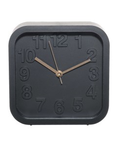 Часы будильник 13 см пластик стекло квадратные черные Dial Kuchenland