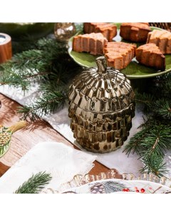 Емкость для хранения 10х16 см керамика бронзовая Шишка Winter delice Kuchenland