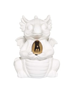 Копилка 17х13 см керамика бело золотистая Дракон с яйцом Dragon cute Kuchenland