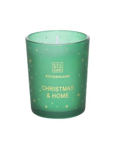 Свеча ароматическая 6 см в подсвечнике зеленая стекло Christmas Spice Christmas home Kuchenland