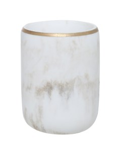 Стакан для ванной комнаты 10 см полирезин бело золотистый Мрамор Dryad Kuchenland