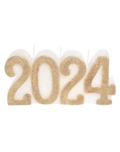 Свеча 16 см бело золотистая 2024 Frosty Sparks Kuchenland