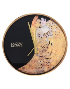 Часы настенные 37 см пластик стекло круглые Золотая Адель Климт Art Kuchenland