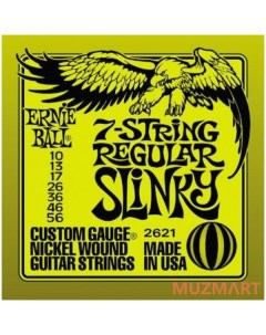 2621 Regular Slinky Струны для 7 ми струнной электрогитары Ernie ball
