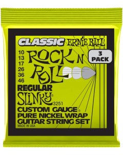 3251 Pure Classic RnR Slinky Regular 3 Pack 10 46 Струны для электрогитары Ernie ball