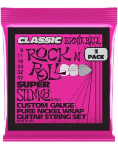 3253 Pure Classic RnR Slinky Super 3 Pack 9 42 Струны для электрогитары Ernie ball