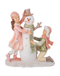 Статуэтка Дети со снеговиком 15х7х16 см Lefard