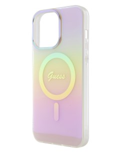 Чехол для iPhone 15 Pro Max с MagSafe Hard Iridescent Pink Guess