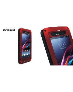 Влагозащищенный чехол POWERFUL для Sony Xperia Z1 L39t красный Love mei
