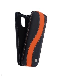 Кожаный чехол книжка Jacka Type для Samsung Galaxy S5 SE черный с оранжевой полосой Melkco