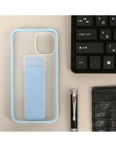 Чехол для iPhone 12 mini с ремешком подставкой пластиковый голубой Luazon home