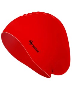 Шапочка для плавания силиконовая для длинных волос 56 67 см красная SC4614 Wave