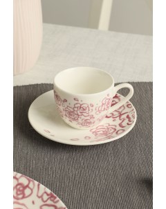 Чашка кофейная с блюдцем 6x6 5 см белый розовый фарфор 7269944 Coincasa