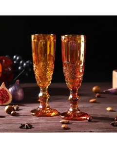 Набор бокалов стеклянных для шампан Ла Манш 160 мл 7x20 см 2 шт янтарный Magistro