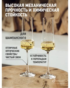 Набор бокалов для шампанского Astoria 2 шт 210 мл прозрачный Stenova home