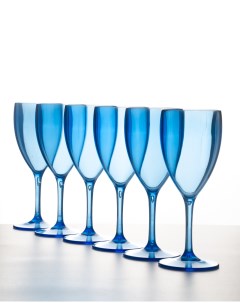 Бокалы для вина голубые из поликарбоната 6 штук Nipco