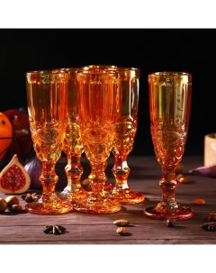 Набор бокалов стеклянных для шампанского 160 мл 7х20 см 6 шт янтарный Magistro