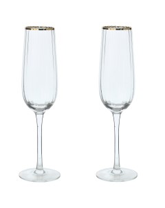 Бокал для шампанского 275 мл 2 шт стекло с золотым кантом Lombardy Kuchenland