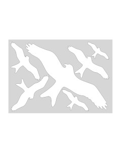 Наклейки стикеры силуэты хищных птиц вариант 6 размер А3 белые Tornado