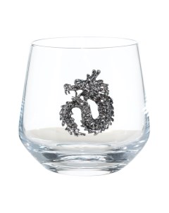 Стакан для виски 370 мл стекло металл Серебристый дракон Lux elements Kuchenland