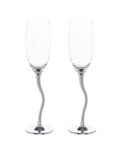 Бокал для шампанского 210 мл 2 шт стекло волнистая ножка серебристый Benty Kuchenland