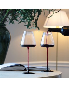 Бокал для красного вина 580 мл 2 шт стекло красно черная ножка Sorento color Kuchenland