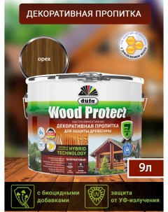 Пропитка Wood Protect для защиты древесины гибридная орех 9 л Dufa