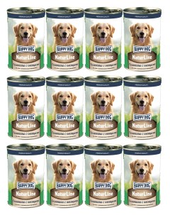 Консервы для собак HappyDog с чувствительным пищеварением телятина и овощи 12шт по 410г Happy dog