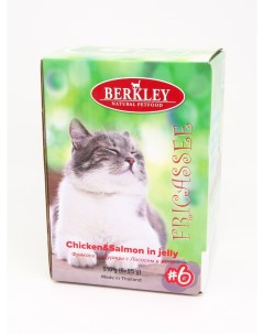 Влажный корм для кошек фрикасе из курицы с лососем 6шт по 85г Berkley