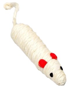 Игрушка для кошек сизалевая Длинная мышь 14 5 см белая Пижон
