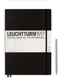 Блокнот Leuchtturm Master Slim A4 нелинованный 61 лист черный твердая обложка Leuchtturm1917