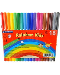 Фломастеры Rainbow kids смываемые 18 цветов Centropen