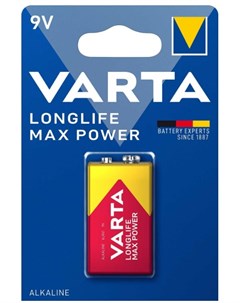 Батарейка LONGLIFE MAX POWER MAX TECH Крона 6LR61 BL1 Alkaline 9V 4722 1 10 50 Varta