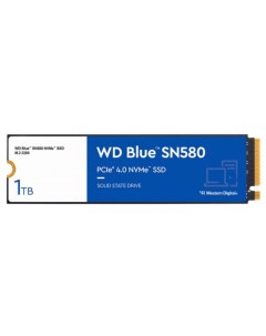 Накопитель SSD M 2 2280 WDS100T3B0E WD Blue SN580 1TB PCIe 3 0 x4 NVMe 3D TLC 4150 4150MB s IOPS 600 Western digital