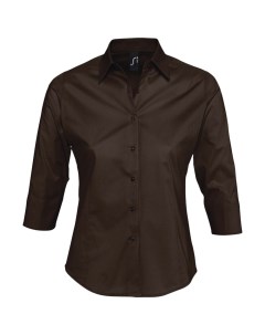 Рубашка женская с рукавом 3 4 Effect 140 темно коричневая размер XXL No name